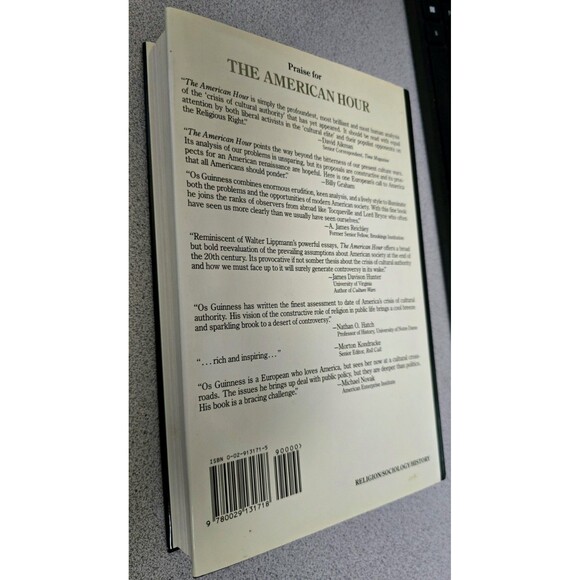 O. S. Guinness INSCRIBED "The American Hour" 1st Edition 1992 HCDJ 1st Printing - Picture 4 of 4